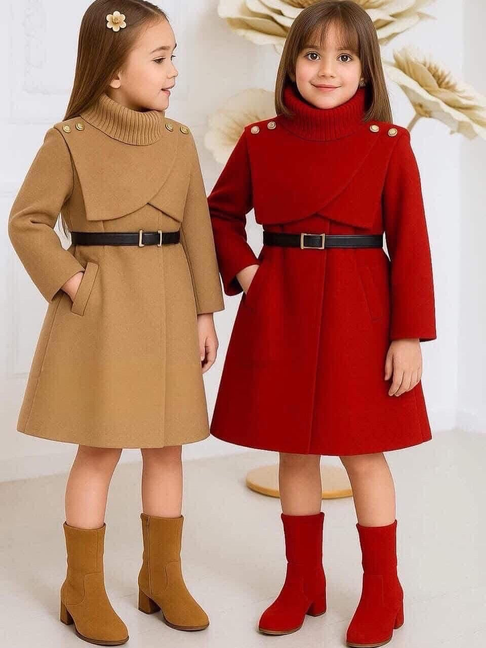 معطف شتوي أنيق للبنات – دافئ وفخم من 2 إلى 10 سنة