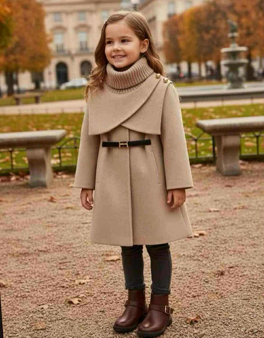 معطف شتوي أنيق للبنات – دافئ وفخم من 2 إلى 10 سنة
